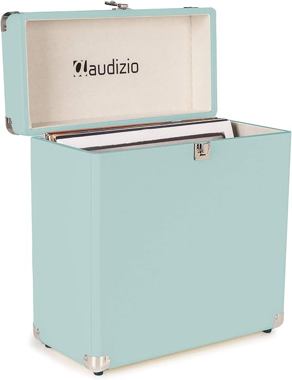 Audizio RC32 Vinyl Record Storage Case, Holds 30-35 LPs, Blue