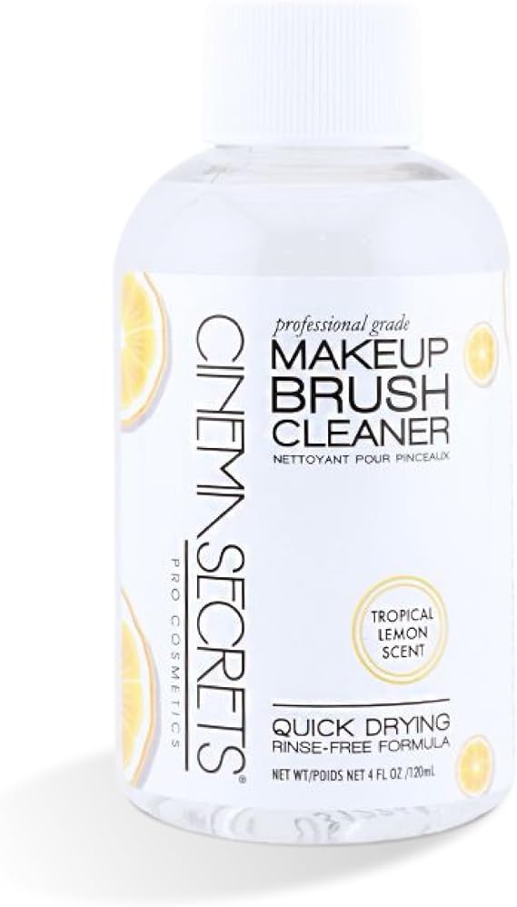 Cinema Secrets Original Makeup Brush Cleaner Solution - Professional Cleanser for Makeup Brushes - Quick-Drying, Rinse-Free Formula - Removes Stubborn Waterproof Make Up - Lemon (4 fl oz)