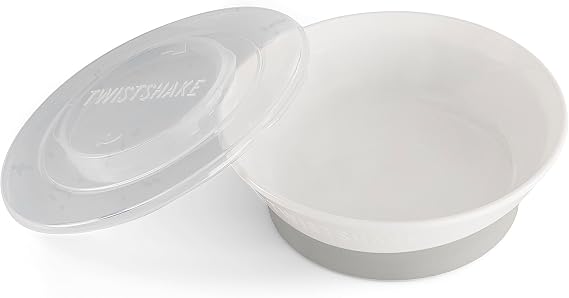 Twistshake Baby Bowl with Airtight Lid | BPA-Free | 6 Month+ Baby Feeding Plate | Food Training Plate for Kids | Food & Cereal | Learning Bowl for Kids | White