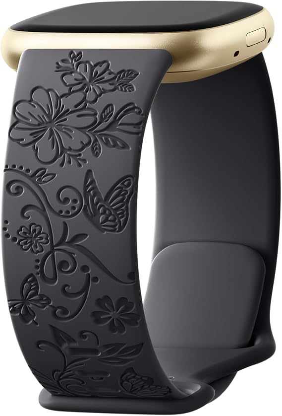 Getino 刻印入りバンド 女性用 Fitbit Versa 4 バンド Versa 3 バンド & Fitbit Sense 2 バンド/Sense バンド レディース ソフト花柄 スポーツアクセサリー Sense/Sense 2/Versa 4/3スマートウォッチ用