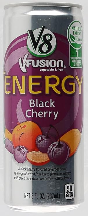 V8 V-Fusion + Energy, Black Cherry, 8 fl oz
