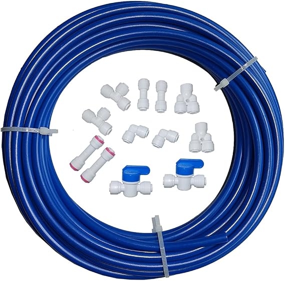 Malida Water purifier quick connector,RO water 1/4 tubing, RO water filter fittings, 1/4 inch tubing blue 10 meters + quick connect 12pcs