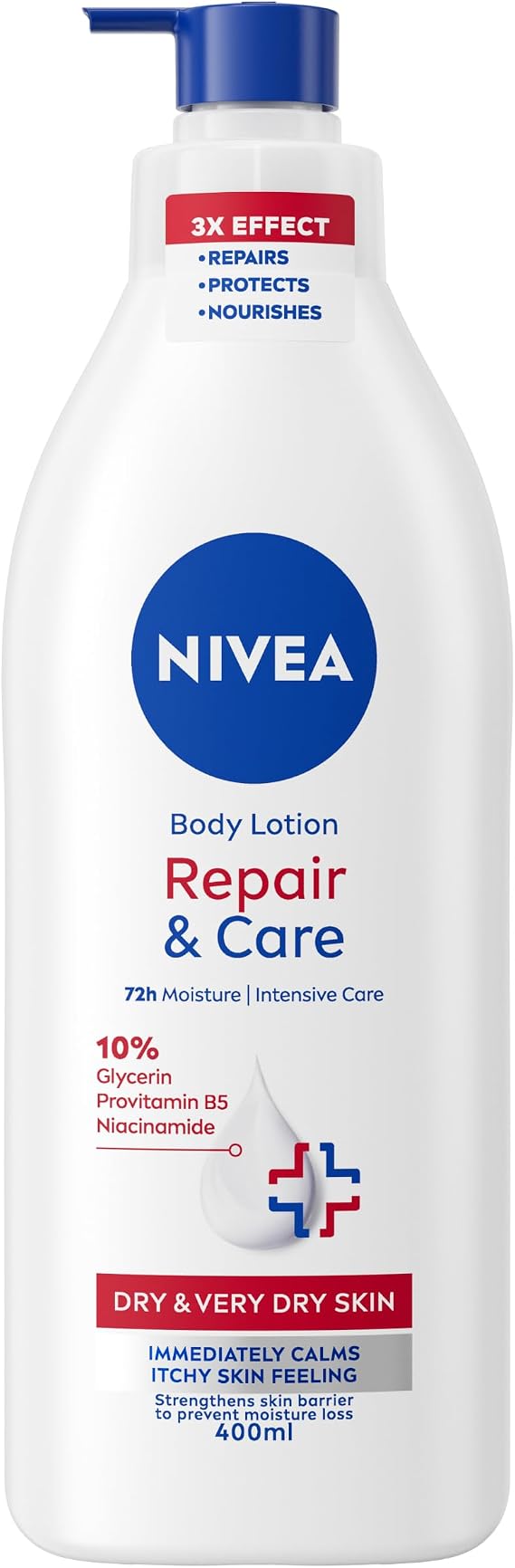 NIVEA Body Repair & Care (400 ml), 72H Moisture Body Lotion with Strengthening Formula, Skin Barrier Strengthening Moisturising Cream, Body Lotion for Dry Skin, With Niacinamide and Glycerin