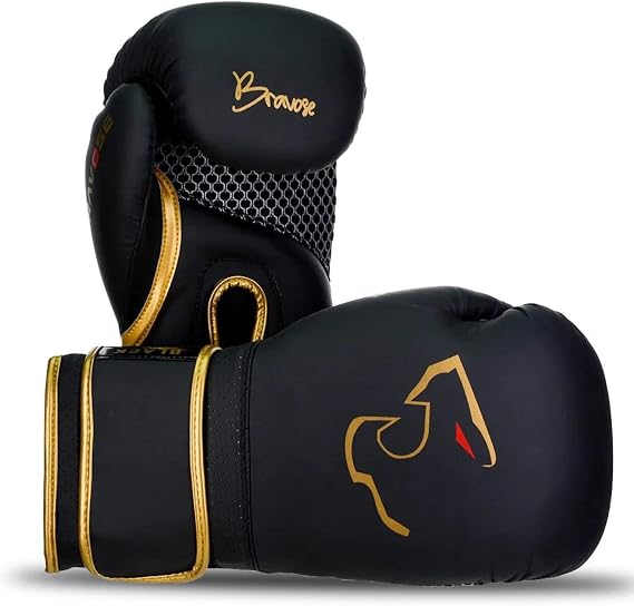 BRAVOSE Alpha Strap Boxing Gloves Mens, Women for Entry Level Boxers for Punching Bag Training & Sparring MMA Kick Boxing Muay Thai Made By Premium PU Leather Ventilated Palm