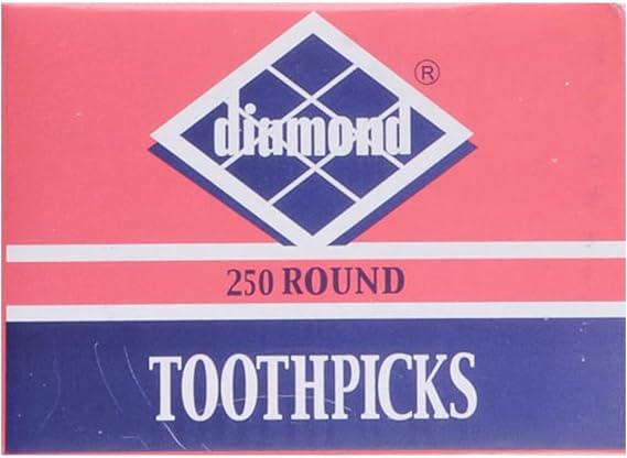 Diamond Toothpicks, Round Natural Wooden Bamboo Tooth Picks For Teeth, Appetizers and Cocktail 2pack ( 250 Count )