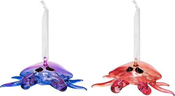 Beachcombers Crab Ornament, 3.94 Inch Length, Red, Glass, Home, Home Decor