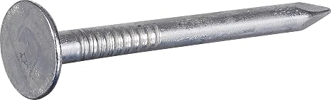 Electro-Galvanized Roofing Nails #11 x 2-1/2", 5 lb Box | Broad flat head, sharp point, for insulation board and built-up roof layers on wood decking, zinc-coated, exterior, durable
