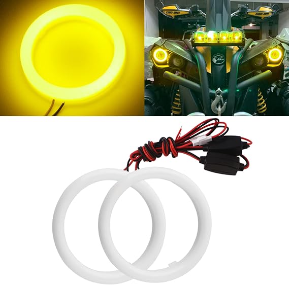 QasimLED 1 Pair Amber 39SMD 60MM Halo Rings Car Angel Eyes COB LED Turn Signa Light Day Driving Light Decorative Fog Light DRL with Cover 12V 24V