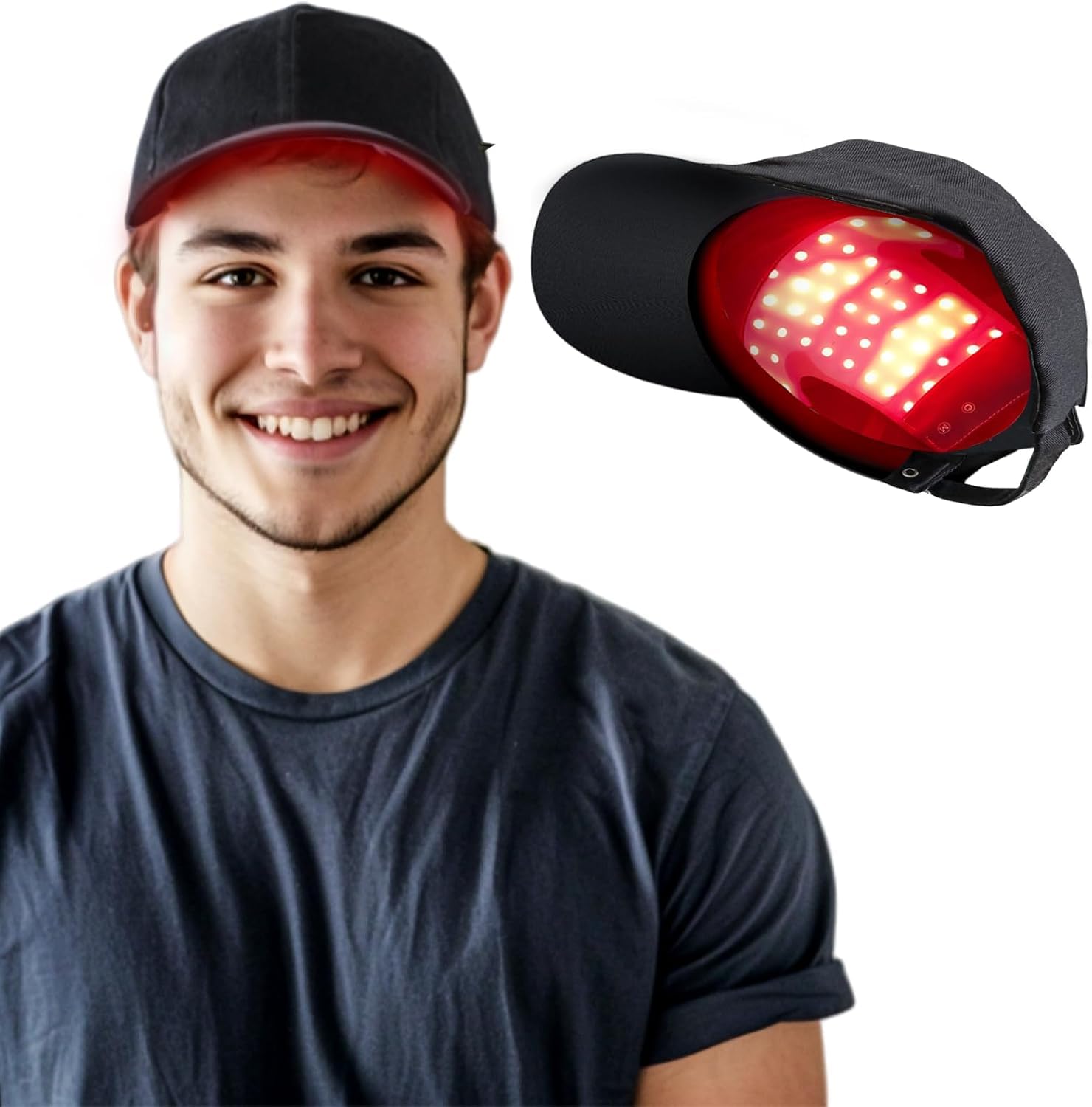 Laser Hair Growth Cap Red Light Therapy for Hair Loss Hair Loss Treatments Hat for Men & Women with Built-in Battery & Controller