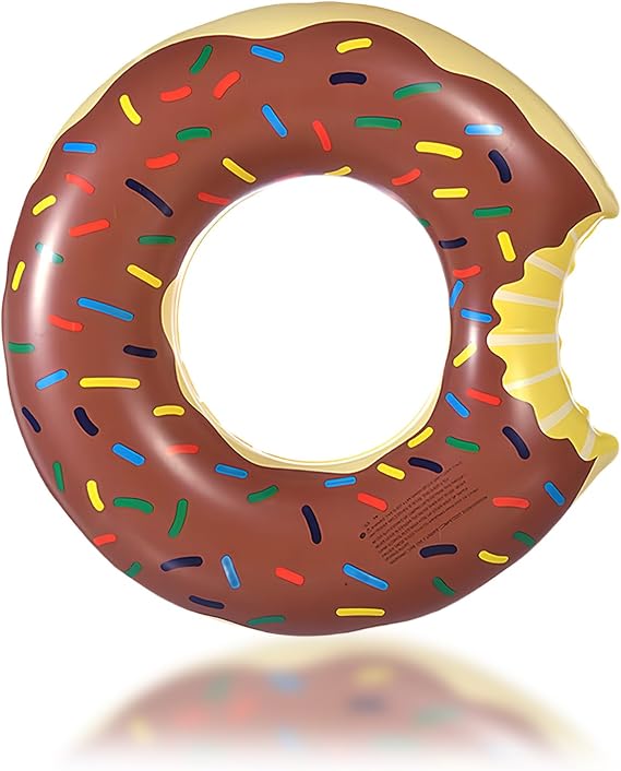 Pool Inflatables Donut Swimming Ring Rubber Rings for Kids Adult,70/90/120cm Pink Brown Doughnut Pool Ring Toy Inflatable Pool Floats Swim Tubes Rings for Women Girls Summer Party Beach Water Sport