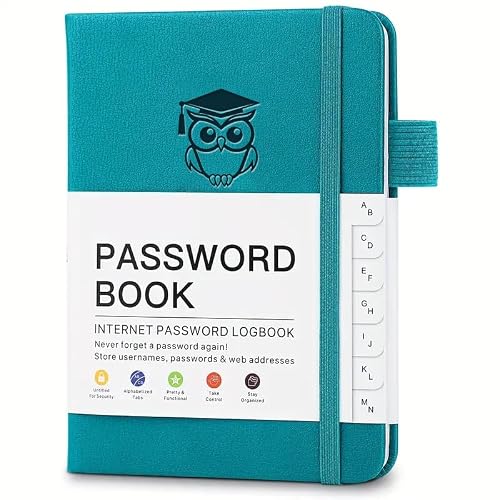 Password Keeper Book with Alphabetical Tabs，Small Password Books for Seniors, Password Notebook for Internet Website Address Log in Detail, Password Logbook to Help You Stay Organized Lake Blue