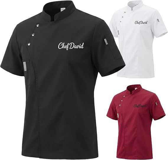 Unisex Personalized Chef Coat with Embroidered Name - Professional Uniform for Hotels, Restaurants and Catering with Pockets