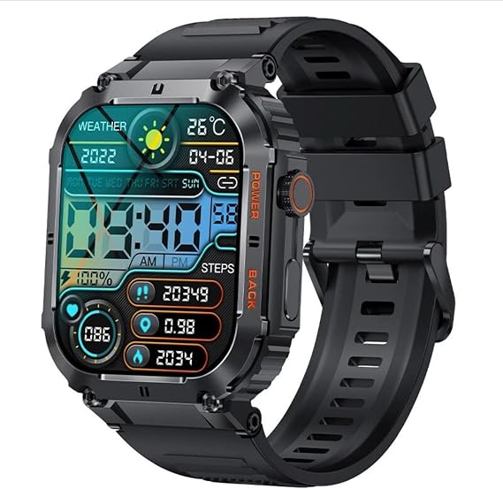 Smart Watch for Nokia G300 Military Smart Watch for Men (Answer/Make Call), 1.85in HD Tactical Sports Rugged Smartwatch, Fitness Tracker Watch for Android/iOS Phones - Black