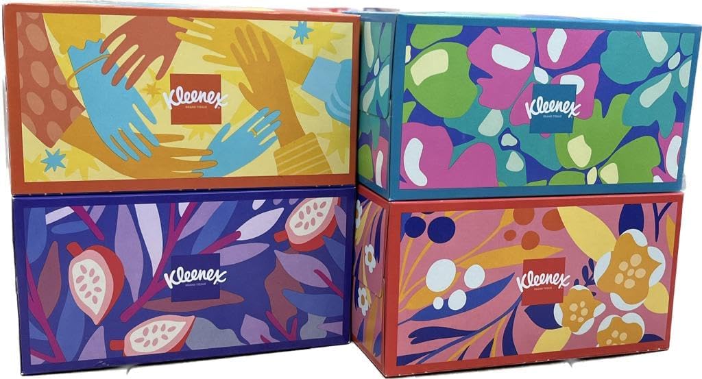 Kleenex Trusted Care Facial Tissues, 4 Big Boxes, 230 Tissues per Box, 2-Ply 920 Total Tissues, Packaging May Vary