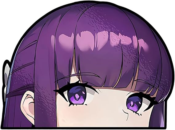 5.1 Inch Creative Girls Peeker Anime Car Stickers Window Laptop Bumper Trunk Campervan Fuel Tank Cap Decals Waterproof (Fern)