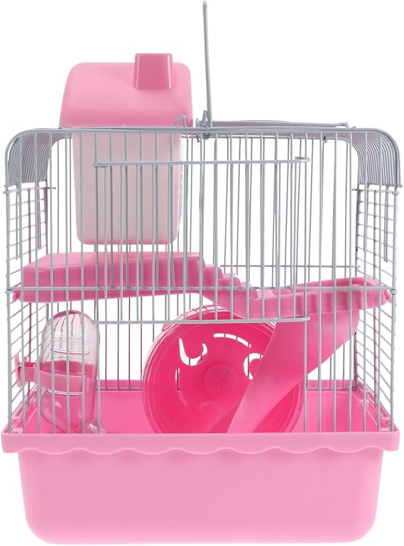 Scicalife Hamster Cage Two Story Hamster Cage Castle Habitat for Dwarf Hamsters Breathable Pet Nest House with Play Spot Hideout Bite-Resistant Design 12.20 X 9.44 X 7.08 in
