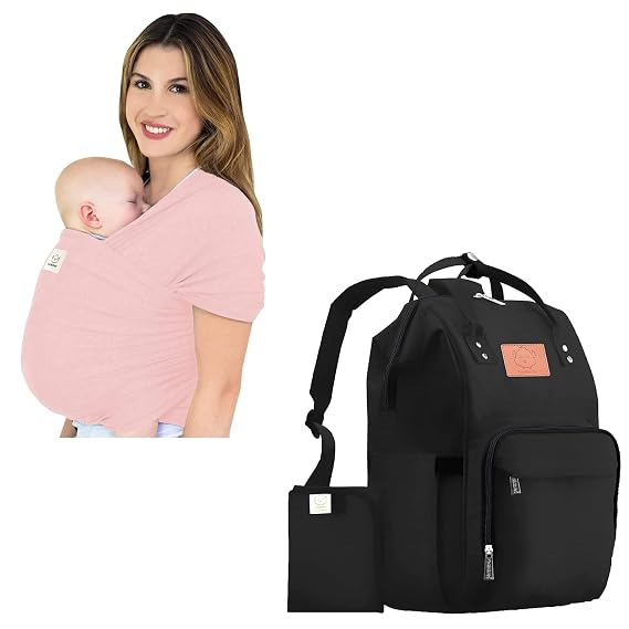 KeaBabies Baby Wrap Carrier and Diaper Bag Backpack - All in 1 Original Breathable Baby Sling, Lightweight,Hands Free Baby Carrier Sling - Waterproof Multi Function Baby Travel Bag - Baby Carrier Wrap