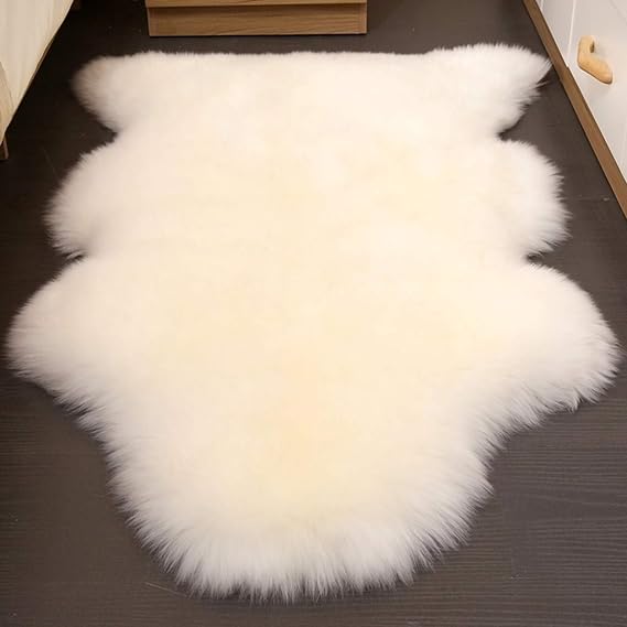 Shearling Rugs Real Fur Rag Shearling Mat Shearling Rug Fur Mat Shearling Cushion One Lamb 70X100cm Color : White