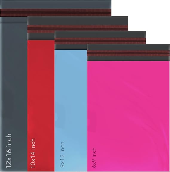 100 Mixed Grey Mailing Poly Postal Self Seal Bags 4 Sizes 25 from Each iSOUL Small to Large Mailing Bags Postage Packaging Assorted Mailers Posting Shipping Post Parcel Package Bags Assorted