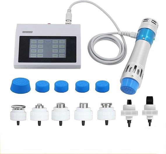 Shock Wave Therapy Machine,ED Shockwave Therapy Device with 1 Handle and 7 Probes, Adjustable 1-18HZ Frequency and 10-300MJ Energy, Deep Into Skin 8 Cm, Non-invasive, for Body