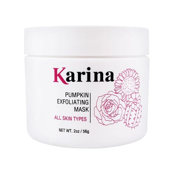 Karina Pumpkin Exfoliating Face Mask Brightening & Smoothing Facial Treatment for All Skin Types Gentle Blackhead Remover, Radiance-Boosting Spa-Quality Skincare Mask, 2oz