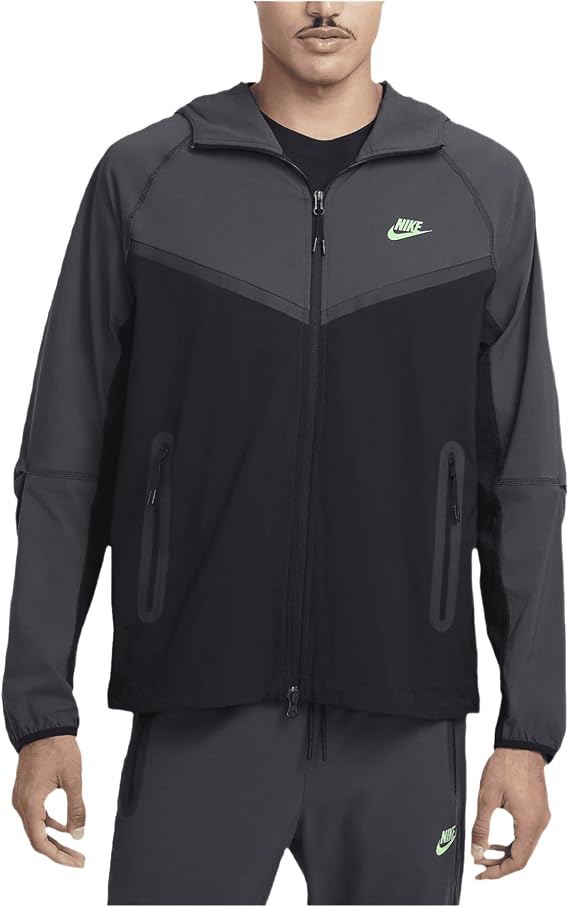 Nike Tech Men's Woven Jacket (HM7151-013, Black/Anthracite/Green Strike) Size M