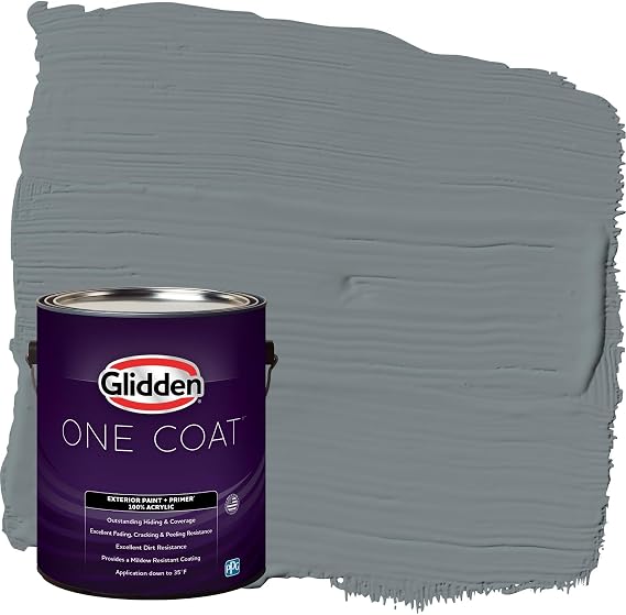Glidden One Coat 1 gal. Garrison Gray/Grey Satin Exterior Paint with Primer