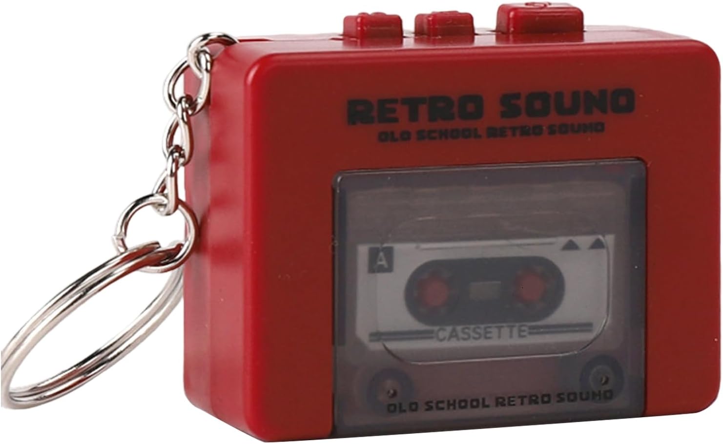 Miniature Retro Cassette Player Keychain Music Playing and Vintage Tape Recorder Design