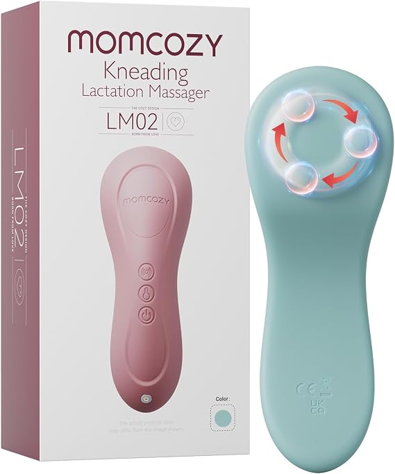 Momcozy Rolling Lactation Massager with Heat, 3-in-1 Design, Blue-Green