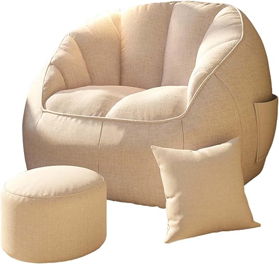 Lazy Bean Bag Sofa Chair with Backrest | Single Floor Lounge Seat for Bedroom | Soft Small Recliner Sofa for Sitting Lying Sleeping | Comfortable Space-Saving Seat for Compact Rooms