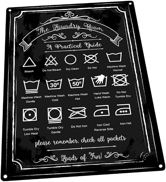 Laundry Guide Metal Sign, Home Decor, Modern Decor, Laundry Room Decoration
