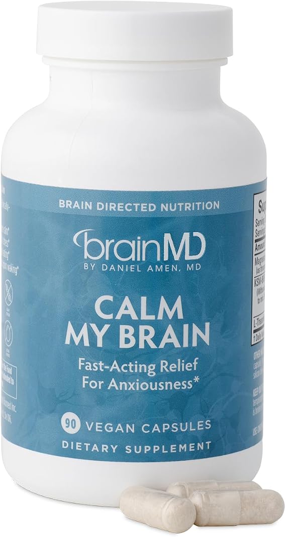 BrainMD Calm My Brain, Magnesium Ashwagandha, 90 Vegan Capsules