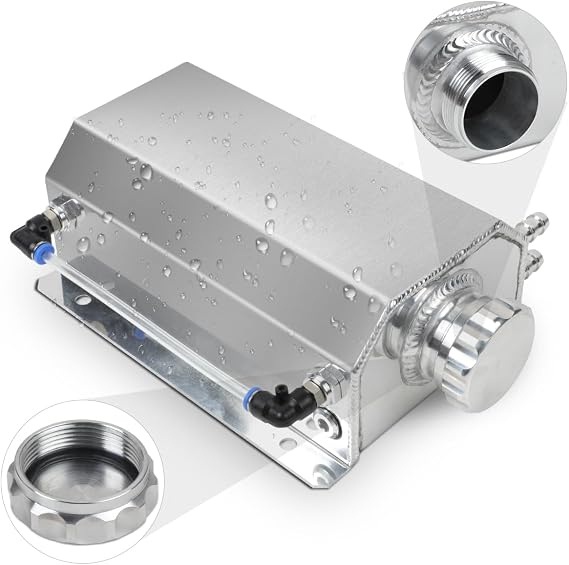 Coolant Overflow Tank Universal 2L Aluminum Coolant Reservoir with Level Indicator Radiator Overflow Tank Automotive Engine Cooling System Recovery Kits Compatible with Most Cars