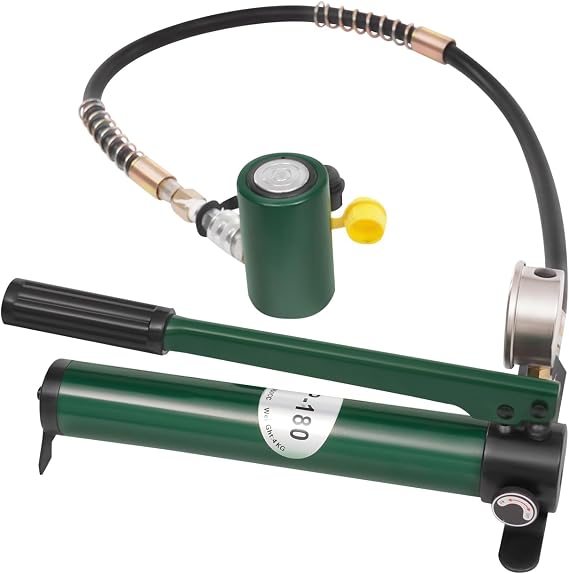 10 Ton Hydraulic Cylinder Jack Sets, 2 Stroke Porta Power Ram Jack Kit with CP-180 Hydraulic Hand Pump, Industrial Mini Acting Lifting Cylinders for Machinery Shipbuilding