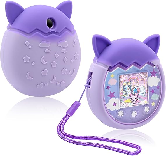 Winceed Tamagotchi Pix Sanal Evcil Hayvan Oyun Makinesi için Silikon Kılıf, Tamagotchi Pix Kol Koruyucu Kılıf El Kayışı ile Koruyucu Kılıf (Mor)