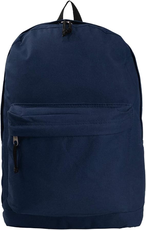 K-Cliffs Basic Backpack Classic Simple School Book Bag Student Daily Daypack 18 Inch Navy 18"x13"x16"