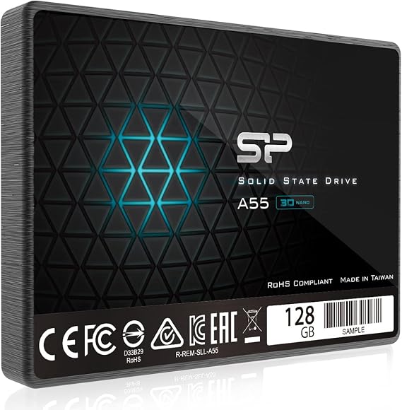Silicon Power 128GB SSD 3D NAND A55 SLC Cache Performance Boost SATA III 2.5" 7mm (0.28") Internal Solid State Drive (SU128GBSS3A55S25AH)