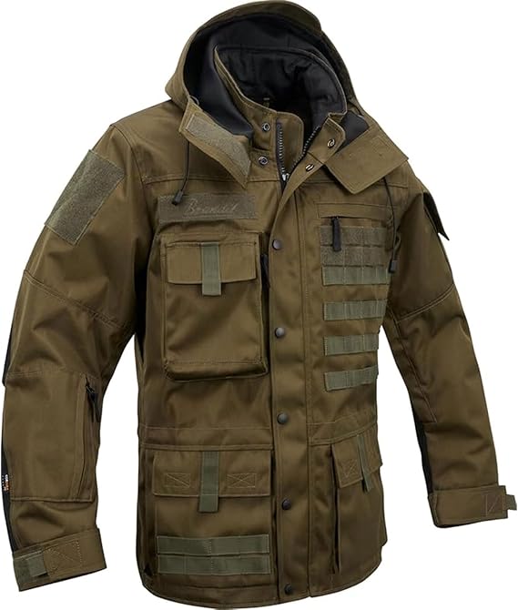 Brandit Individual Wear Men's Commando TAC Jacket - Durable Tactical Functional Outdoor Performance Jacket w/Removable Hood