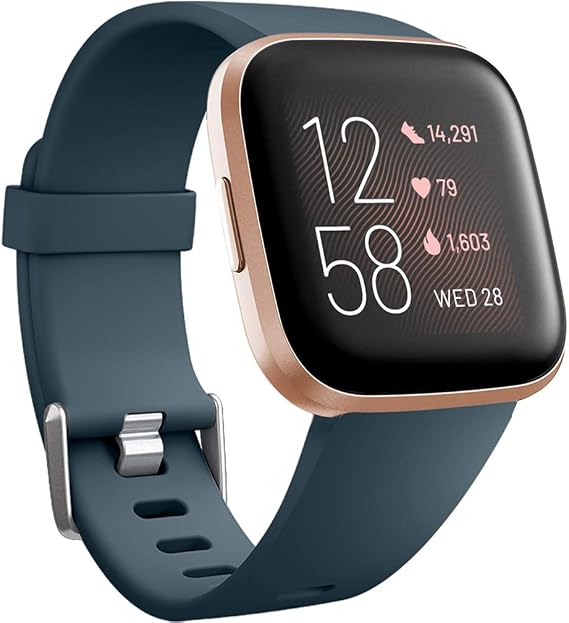 Wepro Compatible with Fitbit Versa & Versa 2 - Smooth Silicone Classic Replacement Wristband Straps, Large Slate Blue