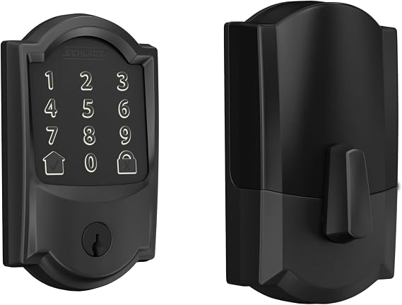 Schlage Encode Smart WiFi Deadbolt Lock with Camelot Trim, Matte Black