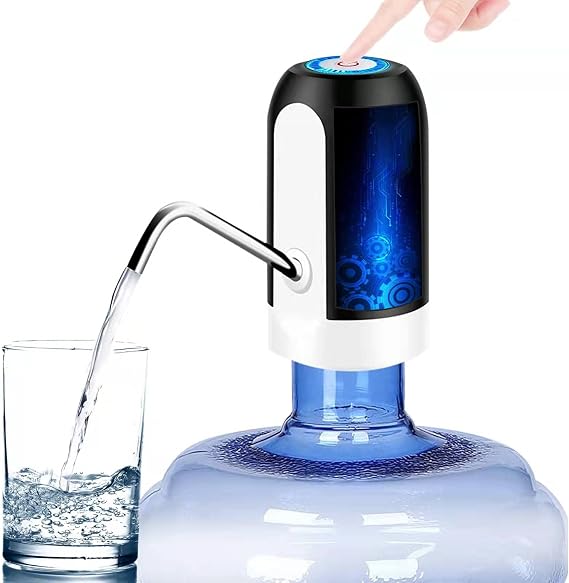 Water Bottle Pump 5 Gallon Electric Drinking Water Pump Portable Water Dispenser USB Charging Water Bottle Pump Water Bottle for Universal 2-5 Gallon Bottle (Black)
