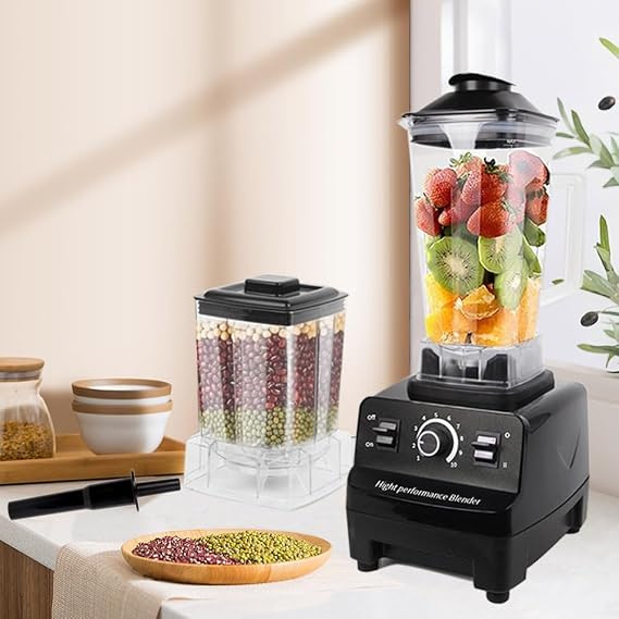 Blender Smoothie Makers 1200W,2L Smoothie Maker with 2 Plastic Cups, Max 48000 RPM,4 Stainless Steel blades for easy cleaning, by Blendra(Black)