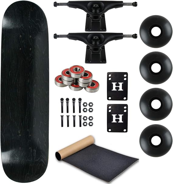 Moose Complete Skateboard Stain Black 8.5" with Black Trucks and Black Wheels