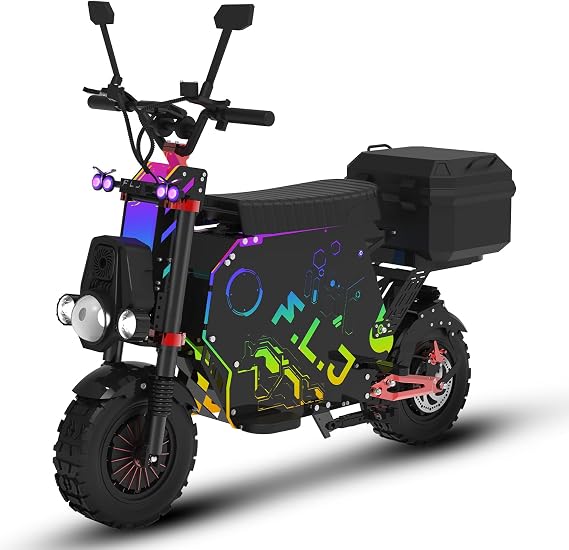 Electric Motorcycle for Adults, 12000W Dual Motor 72V100Ah Long Range Battery, Up to 75 MPH & 186 Miles Range, 14" Off-Road Tires, Dual Suspension, Hydraulic Brakes (Amp Hours, 100)