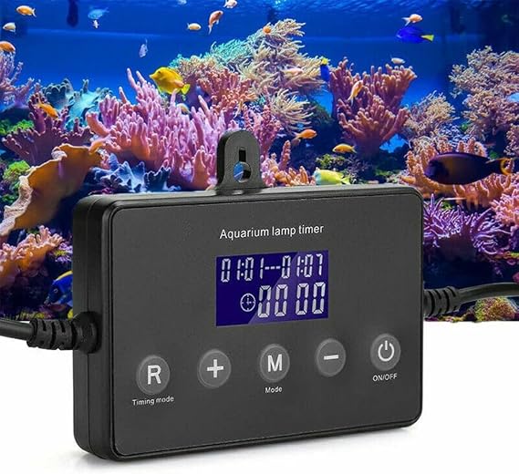 Fish Tank Light Controller, 3-100W 12-24V Aquarium Light Controller with LCD Screen, Intelligent Timer and Dimmer for Fish Tank Lights, Black