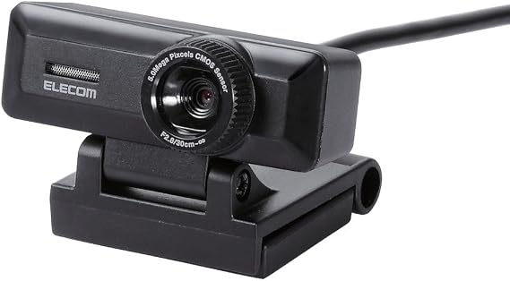 Elecom UCAM-C750FBBK Web Camera, Built-in Microphone, Full HD, 1080p, 30 FPS, 5 Megapixels, High Definition Glass Lens, Cable Length: 4.9 ft 1.5 m, Black