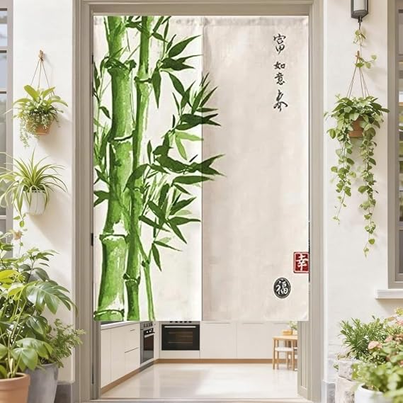 MYRU Japanese Noren Bamboo Tapestry Bedroom Divider Door Curtain (Bamboo,33 by 59 Inch)