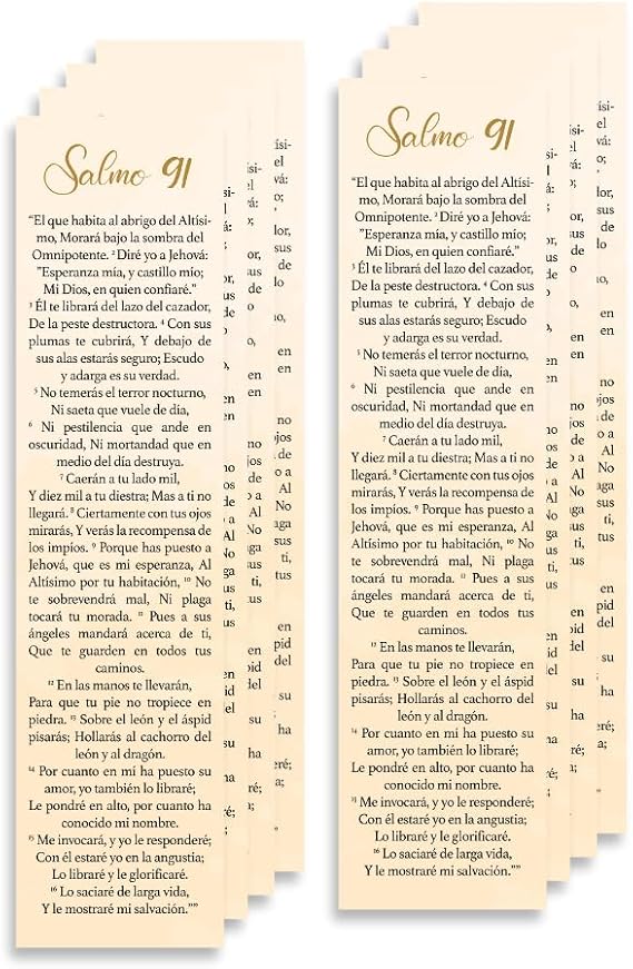 Spanish Christian 8X2inch Bookmark with Bible Verse (Psalm 91) Packs | Marcador en Espanol con el Salmo 91 (Pack of 8)