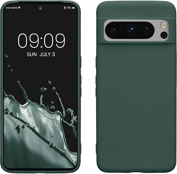 kwmobile Case for Google Pixel 8 Pro Case - Soft Cover - Shockproof TPU Material - Wireless Charging - Blue Green