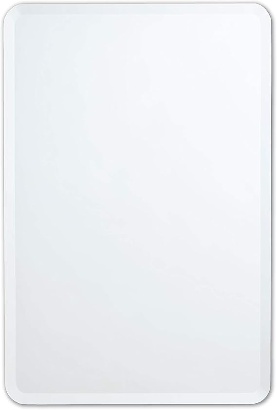 Better Bevel 24" x 36" Frameless Rounded Corner Rectangle Mirror | 1" Beveled Edge | Bathroom Wall Mirror